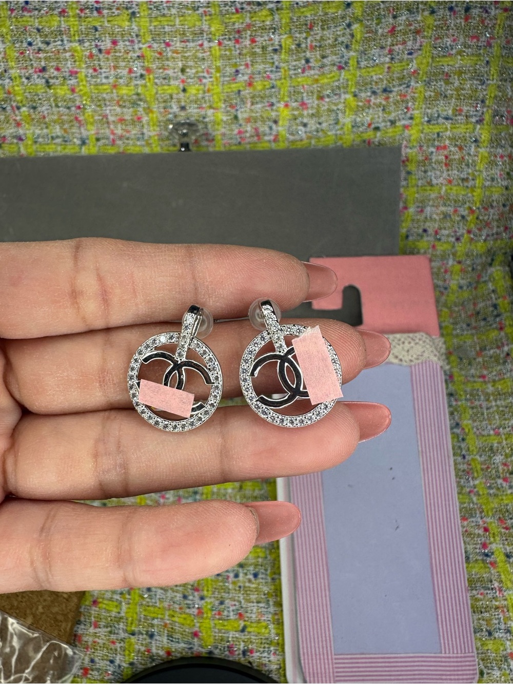 AA great Silver-Tone Crystal Round Drop Earrings - Pink Accents